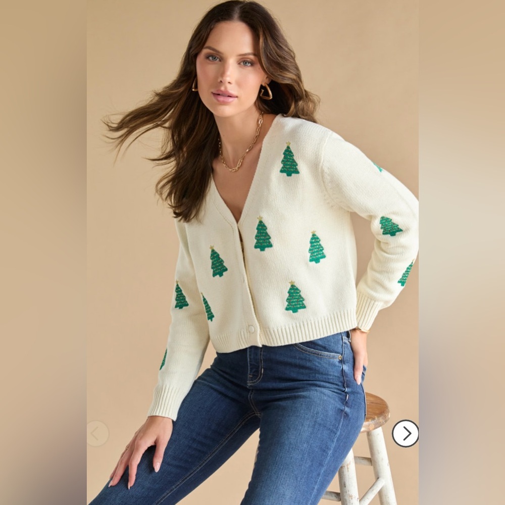 Francesca's Loraine Christmas Tree Cardigan